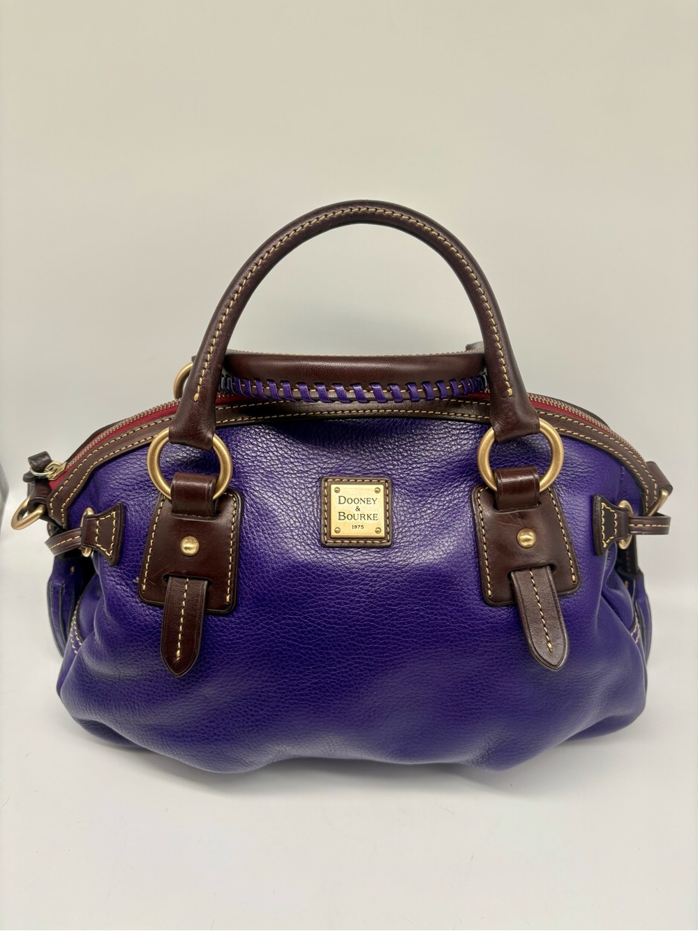 Dooney & Bourke Toledo Florentine Leather Medium Mail Satchel Violet Purple RARE - Picture 9 of 11